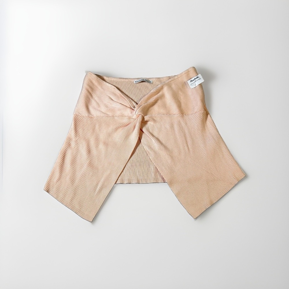 NWT Abercrombie & Fitch Strapless Tube Top XL Peach Ribbed Twist Boho Baddie Y2K